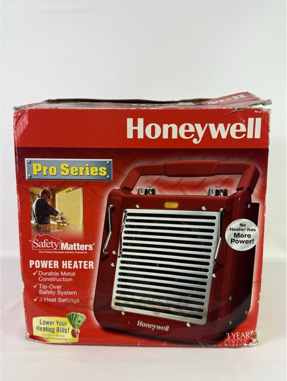 Honeywell HZ-2120 Portable Electric Space Heater 1500W Red Metal